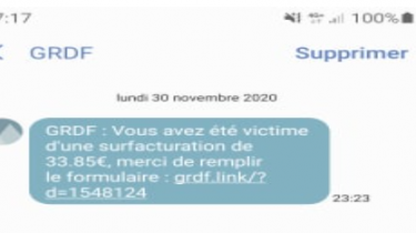 Campagne de SMS frauduleuse au nom de GRDF